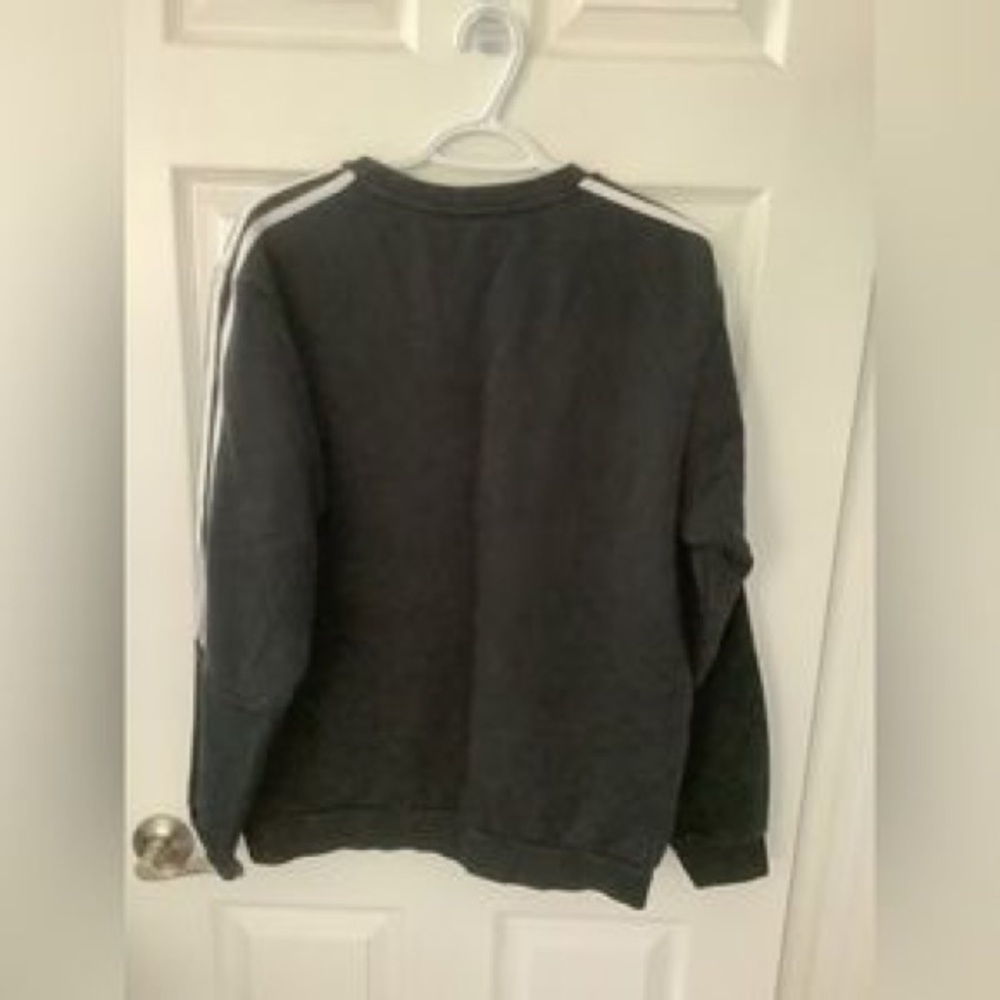adidas Black Crewneck Sweatshirt with White Sleeve Stripes - Picture 2 of 3